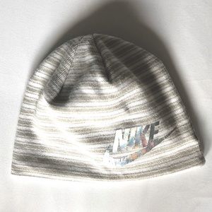 Nike striped beanie with reflective logo